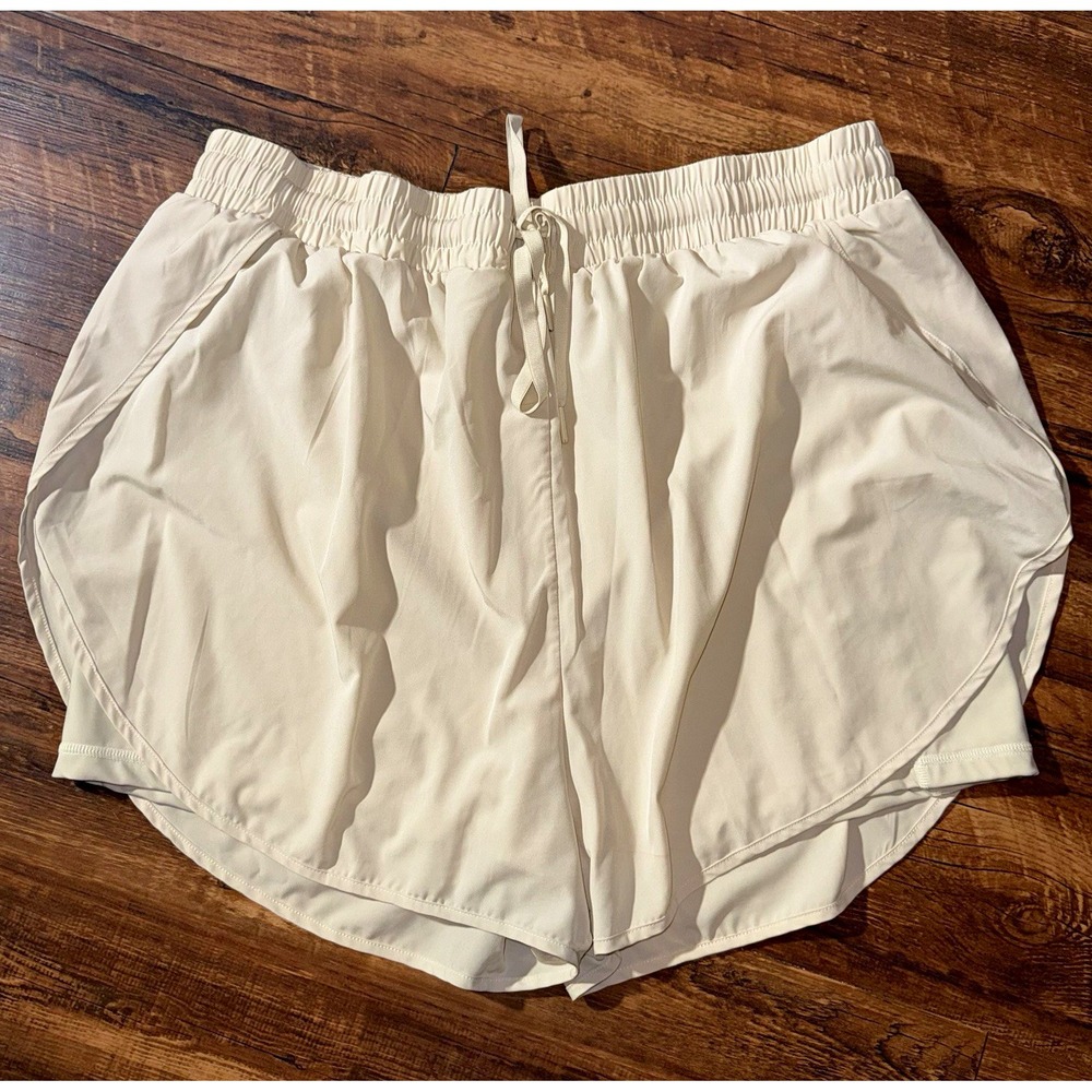 Buffbunny Collection Women's Cream Double Layer Flowy Athletic Shorts Women's XL